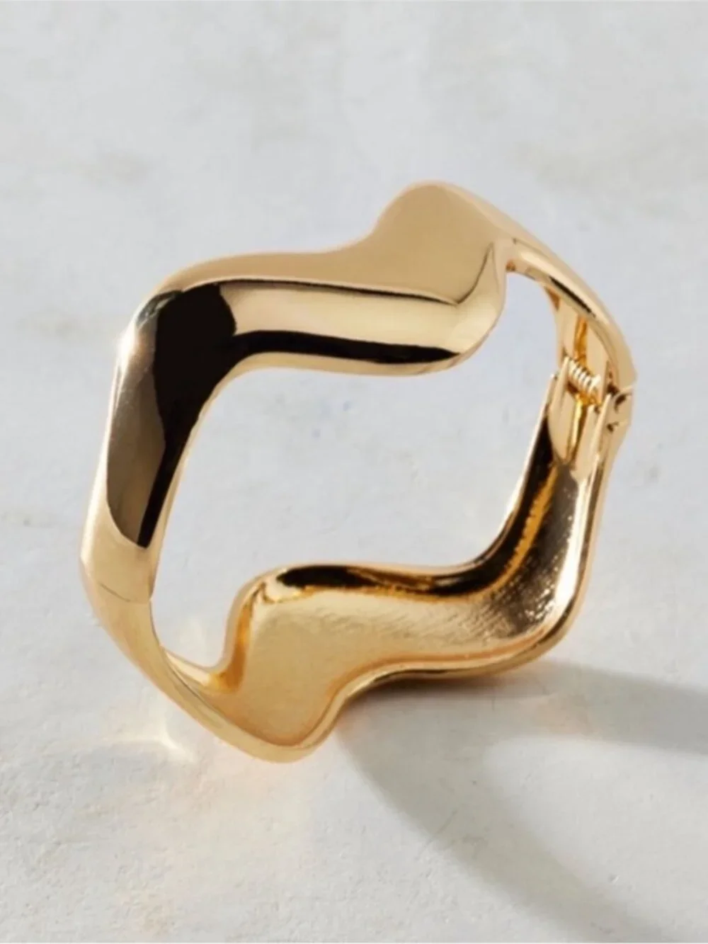 New! Gold Organic Wave Bangle Bracelet